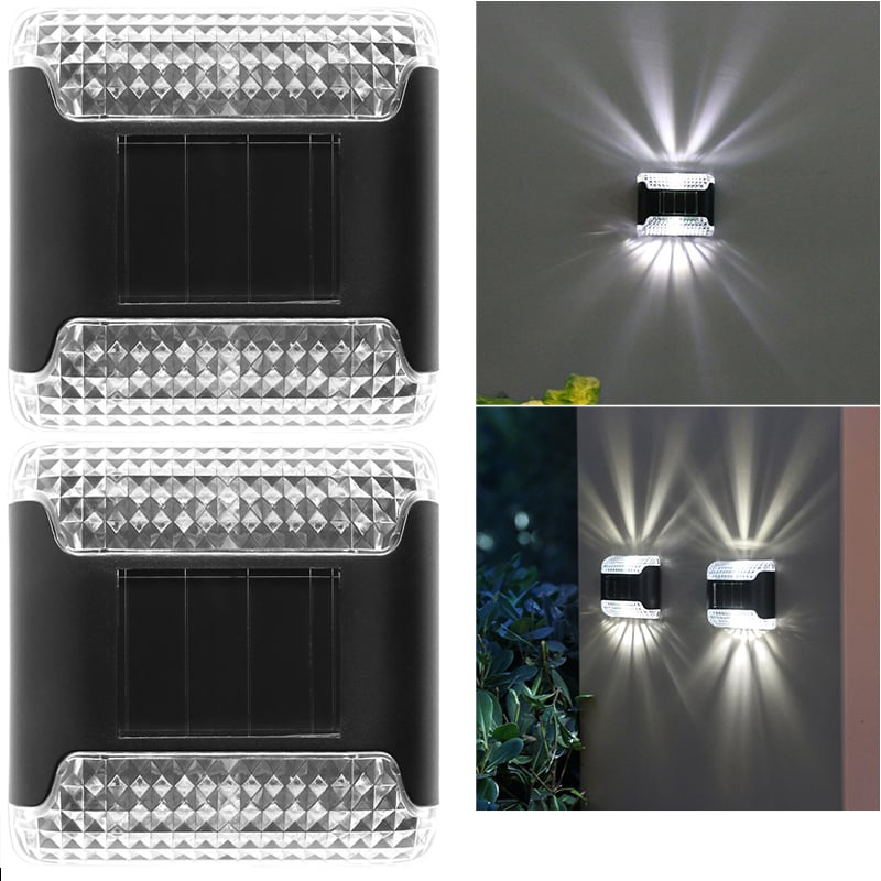Lampa solarna kinkietowa IP65 – wodoodporne oświetlenie zewnętrzne górne i dolne, światło białe (zestaw 4 szt.)