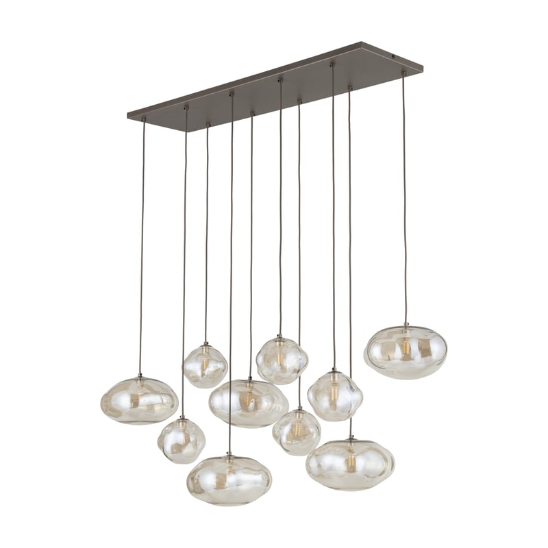Lampa Wisząca Tk Lighting Nebia Brązowa Tytan 10Xg9 Koniakowe Klosze Nieregularne Szkło