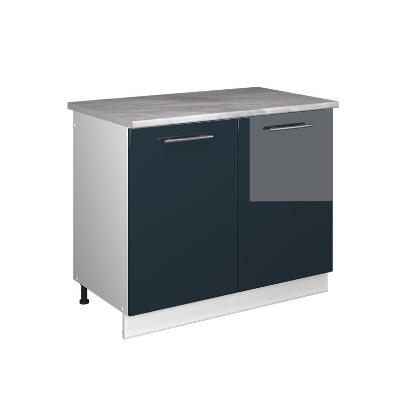Vicco Szafka pod zlew Fame-Line, Ciemnoniebieski wysoki połysk/Biały, 100 cm, BP Marmur