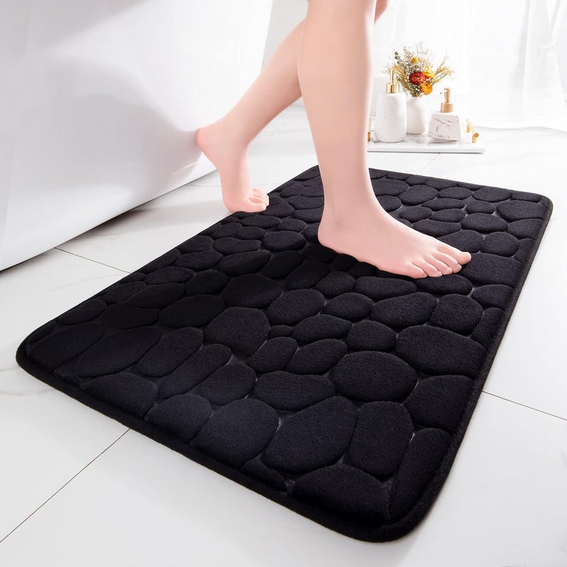 Czarna mata łazienkowa z pianki memory foam 40 x 60 cm, 1 arkusz, chłonna, antypoślizgowa, do łazienki i salonu