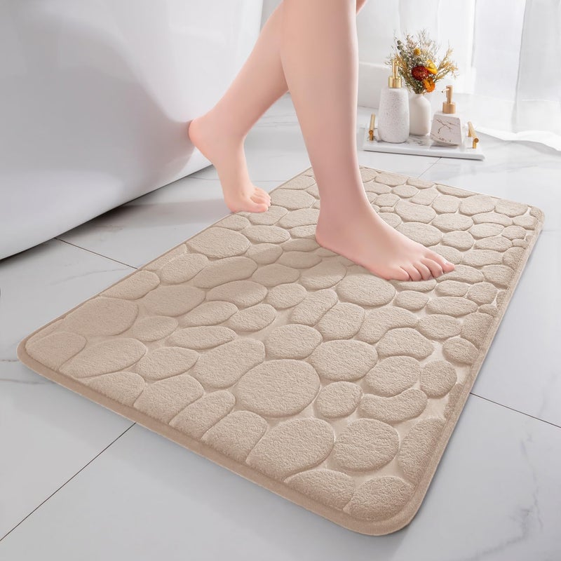 Beżowa mata łazienkowa z pianki memory foam 40*60 cm, chłonna, jednoczęściowa, antypoślizgowa, do łazienki i salonu