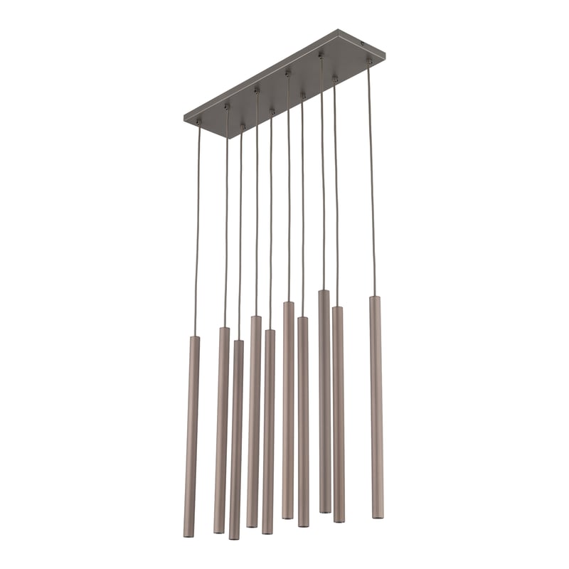 Lampa Wisząca Tk Lighting Ferro Na Listwie Brązowa Tytan Ryflowana Metalowa Tuba Sopel Rurka 10X G9