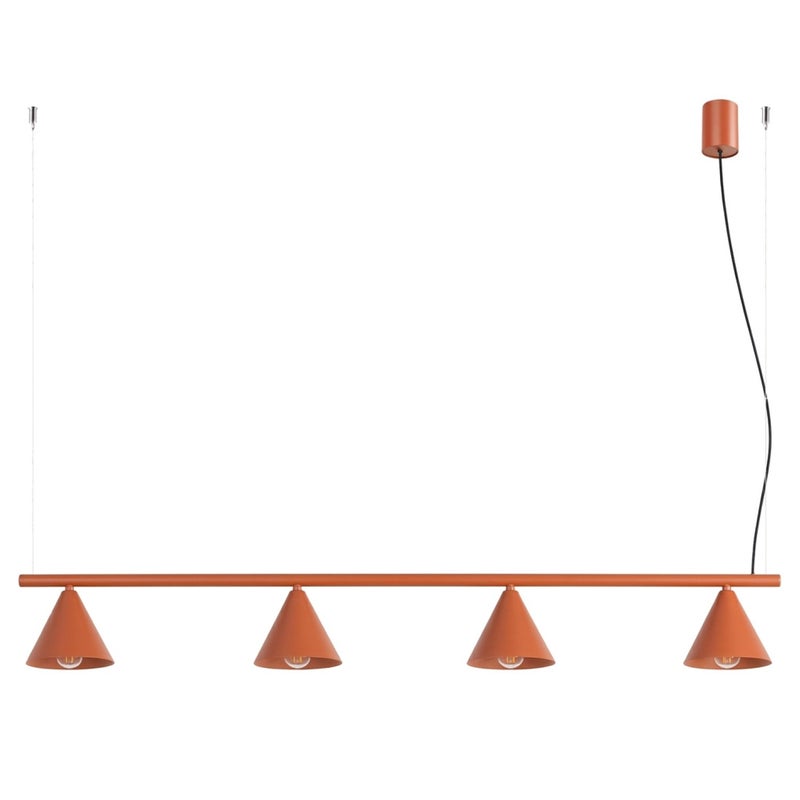Lampa wisząca klasyczna ochrowo-czerwona stożkowe klosze na sticku 4xE14 10W NOX Sollux Lighting