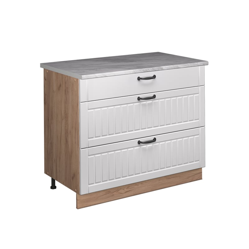 Vicco Szafka dolna Fame-Line, Biały rustykalny/Dąb goldkraft, 100 cm, BP Marmur