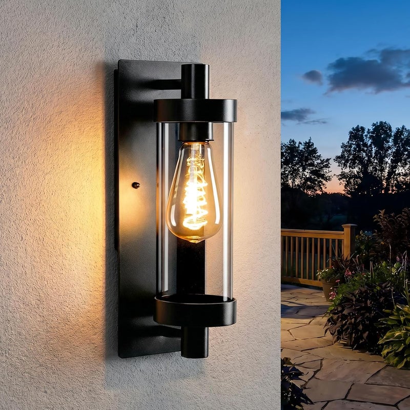 NETTLIFE Vintage Outdoor Wall Lamp E27, Czarna lampa ogrodowa IP65, Lampa fasadowa w stylu retro maks. 40 W (żarówka nie jest dołączona)