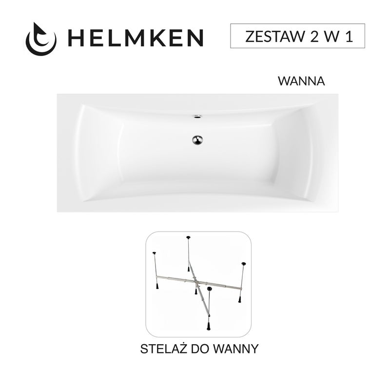 Helmken Wanna akrylowa Belgravia 180x80 + Stelaż uniwersalny do wanien 21230020 / 35110180-2S