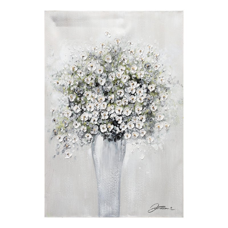 Obraz bez ramy Botanika prostokątny 60 x 90 cm. Oryginalne płótno Biały kwiat w wazonie
