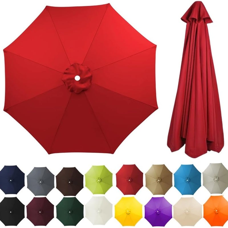 Pokrowiec zamienny na parasol ogrodowy, 8 żeber, 3 m, wodoodporny, odporny na promieniowanie UV, tkanina zamienna, czerwony