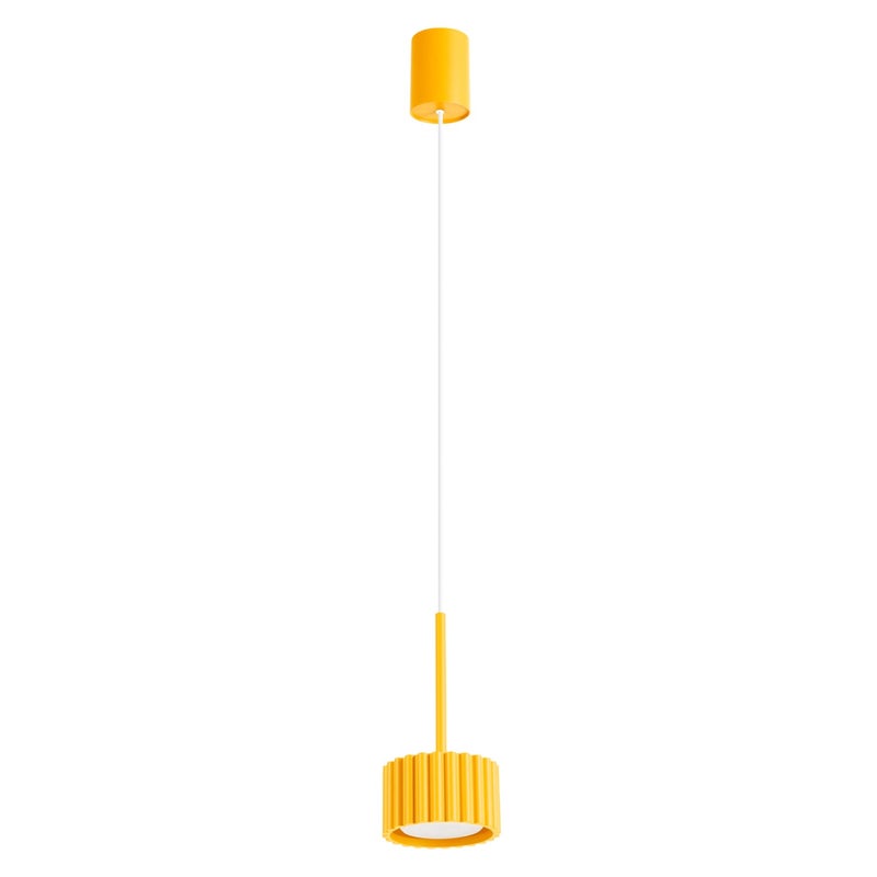 Lampa wisząca nowoczesna żółta mały okrągły ryflowany klosz 1xGX53 10W AURA Sollux Lighting