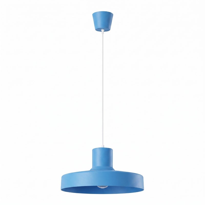 Lampa wisząca retro błękitna okrągły metalowy klosz 1xE27 15W BILO Sollux Lighting