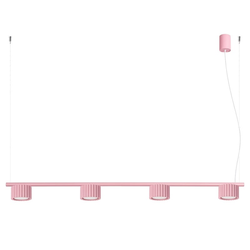 Lampa wisząca nowoczesna różowa ryflowane spoty na sticku 4xGX53 10W AURA Sollux Lighting