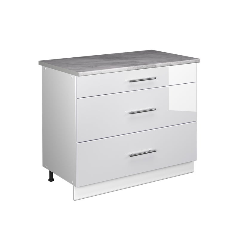 Vicco Szafka dolna Fame-Line, Biały wysoki połysk/Biały, 100 cm, BP Marmur