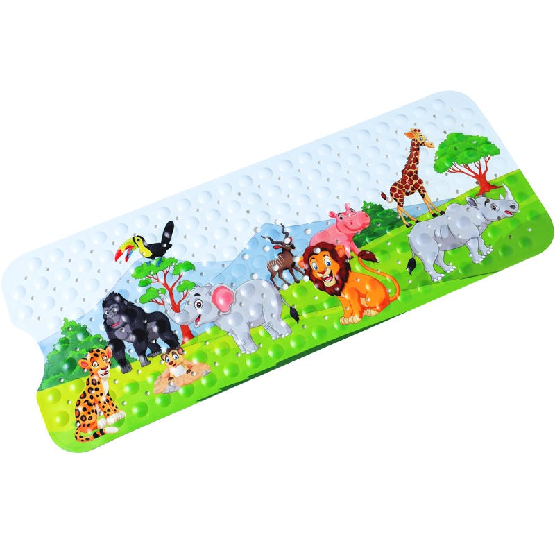 Mata łazienkowa antypoślizgowa, 100x40 cm, wzór z motywem zwierząt z kreskówek, odpowiednia dla dzieci i niemowląt