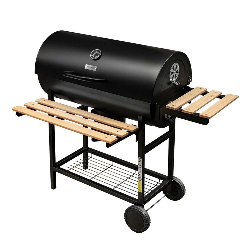 Grill węglowy ogrodowy Bergmann duży beczkowy termometr 2 ruszty 70x35cm
