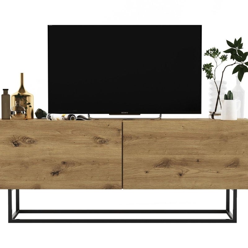 Szafka RTV, stojąca, loft, SANO, 120x35x46 cm, dąb artisan, mat TYLETEGOTU