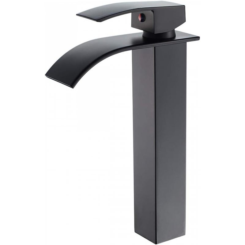 Bateria umywalkowa, bateria łazienkowa typu wodospad, wys. 30 cm (czarna)