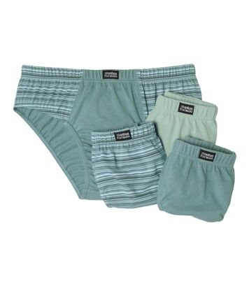 Zestaw 4 par bawełnianych slipów Top Confort Mężczyzna Atlas For Men - Kolor : Pasiasty - Rozmiar : 4XL