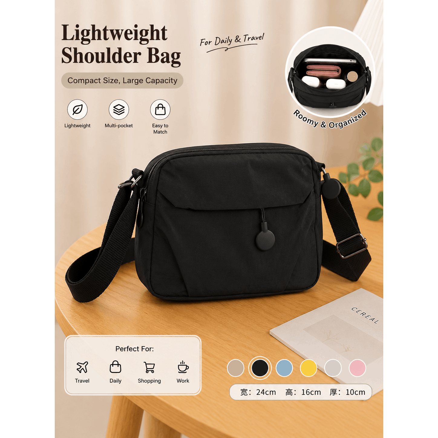 TEMU Zachowaj styl i porządek dzięki tej lekkiej typu crossbody, zaprojektowanej z myślą o codziennym życiu.