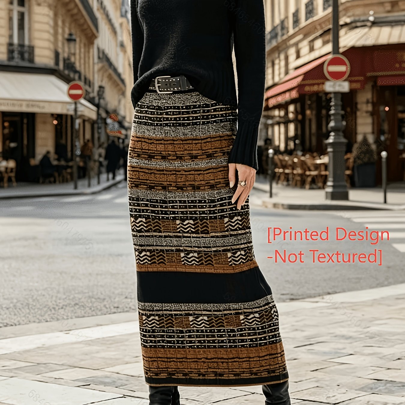 TEMU [Wzorowany Design - Bez Tekstury] Mini Spódniczka z Teksturowanym Nadrukiem, Modna i Elegancka, Uniwersalna