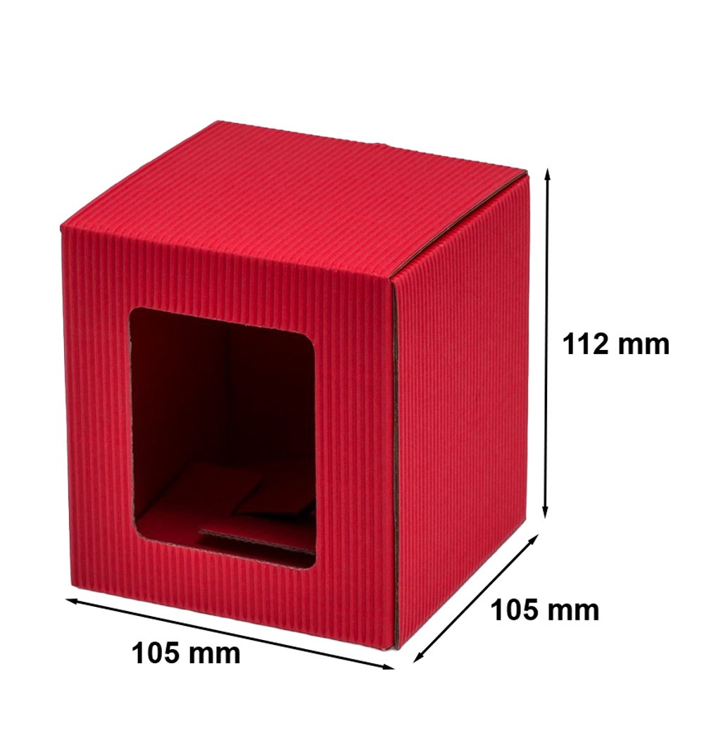 Pudełko prezentowe na kubek fasonowe czerwone 105x105x112mm z