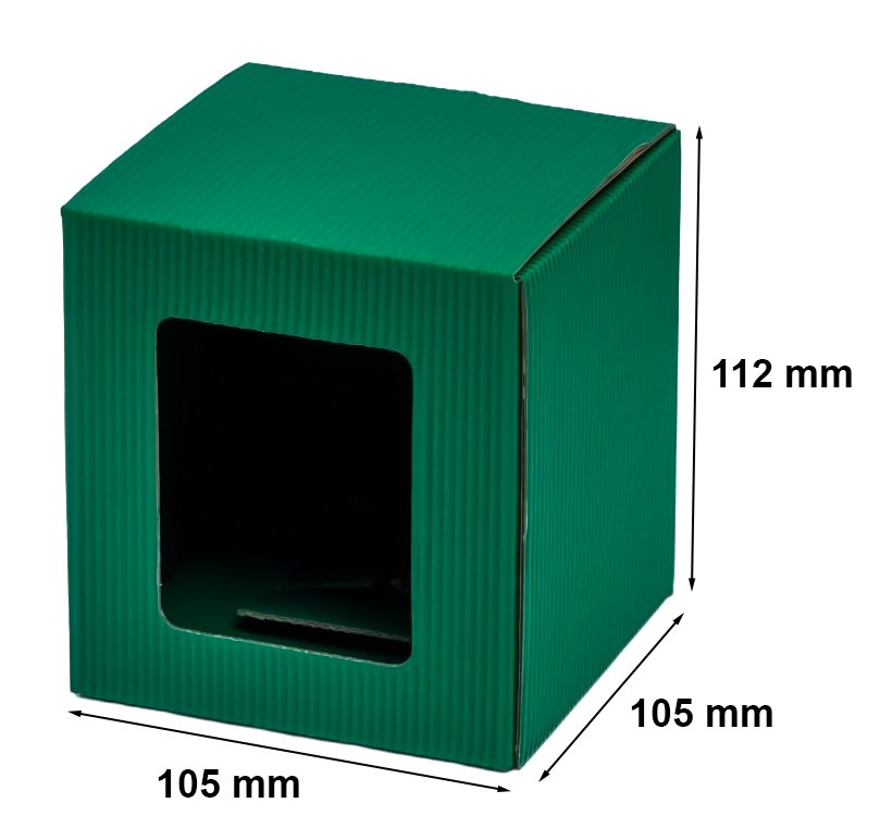 Pudełko fasonowe kartonowe na kubek z okienkiem zielone 105x105x112mm