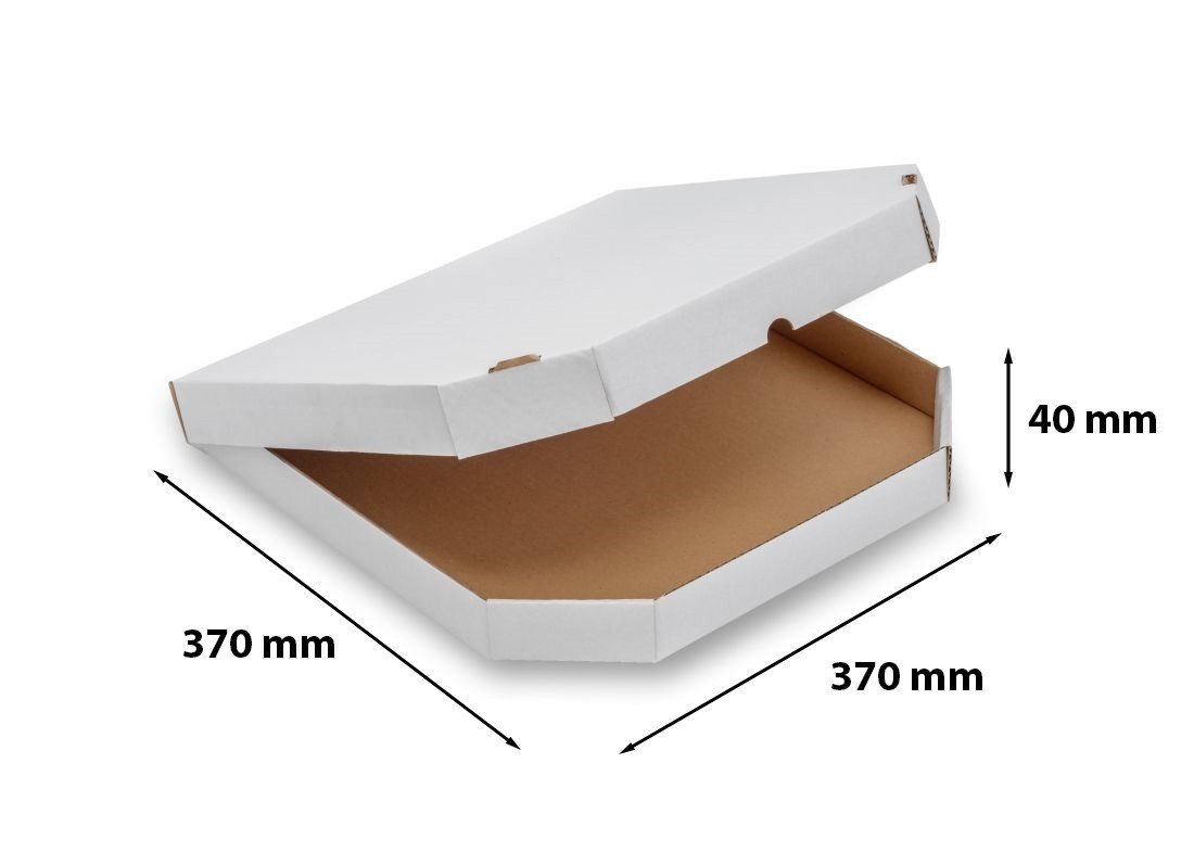 Pudełka kartonowe na pizzę białe 370x370x40mm 430 g/m2