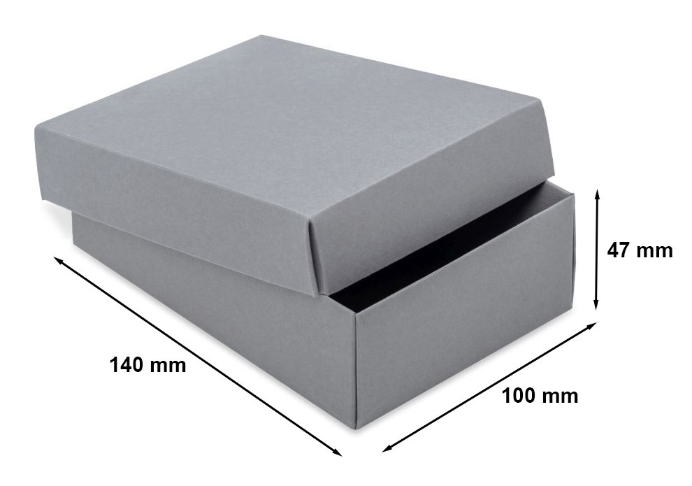 Pudełko ozdobne kartonowe na prezent małe A6 140x100x47 mm szare S