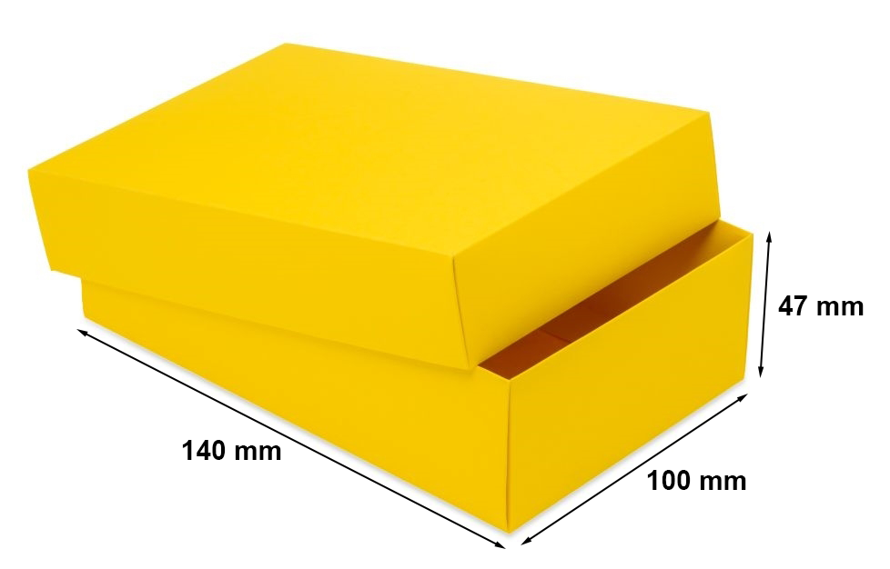 Pudełko ozdobne prezentowe żółte S A6 140x100x47 mm z tektury litej