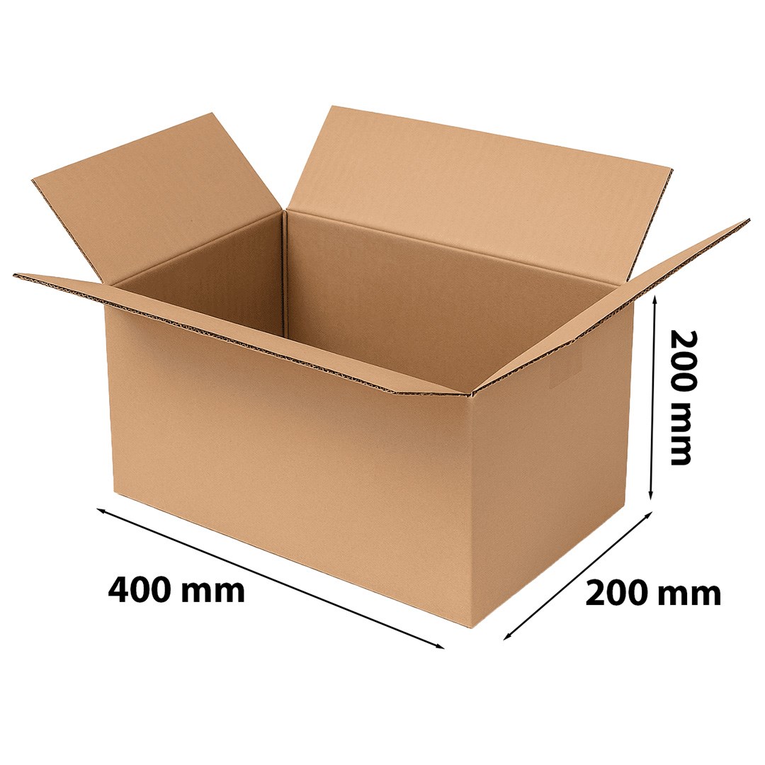 Karton klapowy 400x200x200 mm, pudełko paletowe 3-warstwowe brązowe