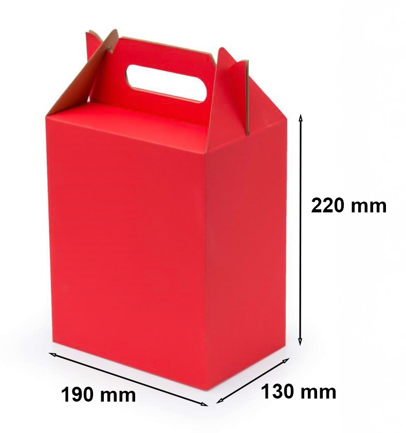 Kartonowe pudełko prezentowe z uchwytem F217 190x130x220 mm czerwone