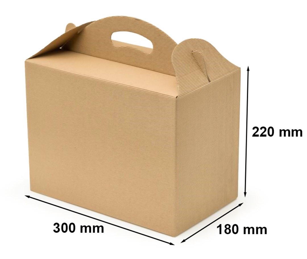 Pudełko prezentowe z uchwytem F217 karbowane brązowe 300x180x220 mm