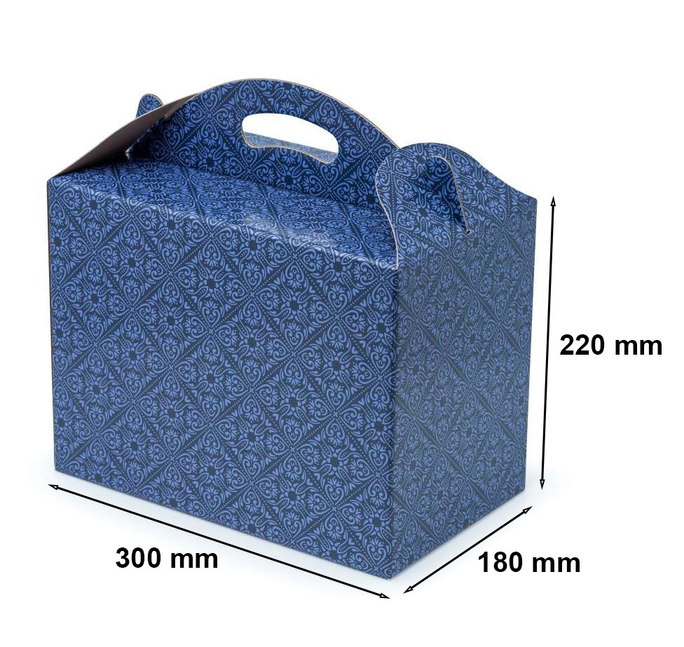 Pudełko prezentowe z uchwytem F217 300x180x220 mm ozdobne granatowe