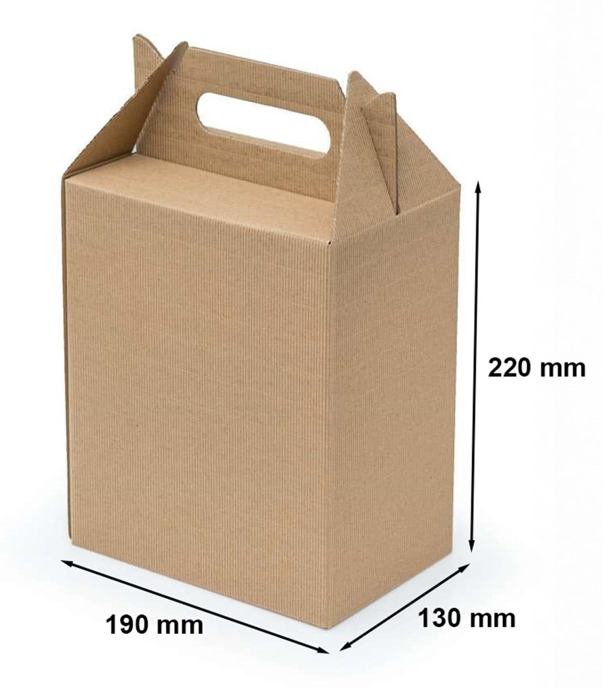 Kartonowe pudełko prezentowe z uchwytem F217 190x130x220 mm karbowane