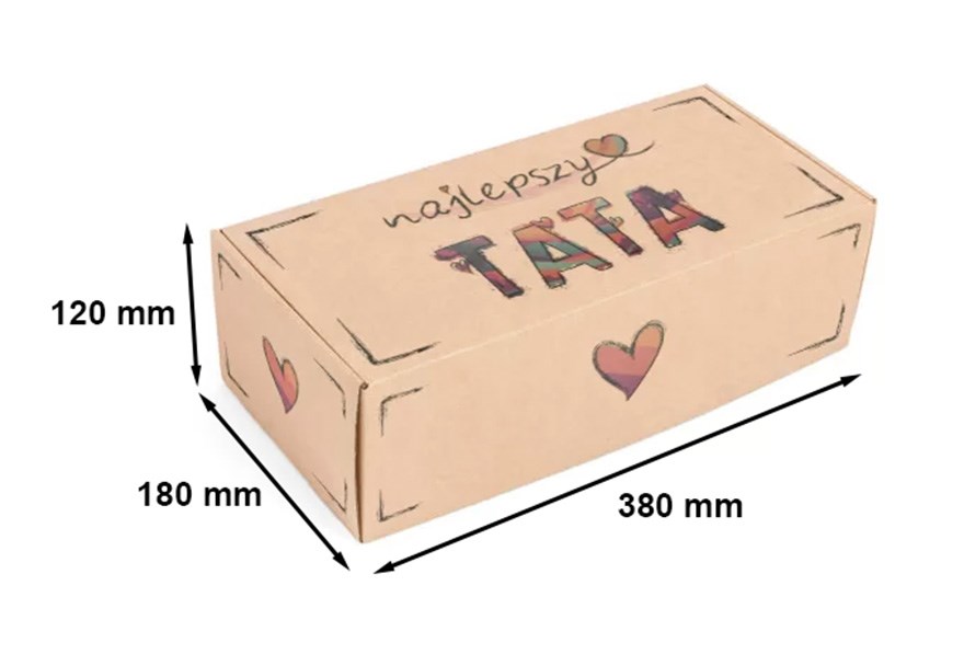Karton wykrojnikowy 380x180x120mm TATA - pudełko fasonowe na prezent