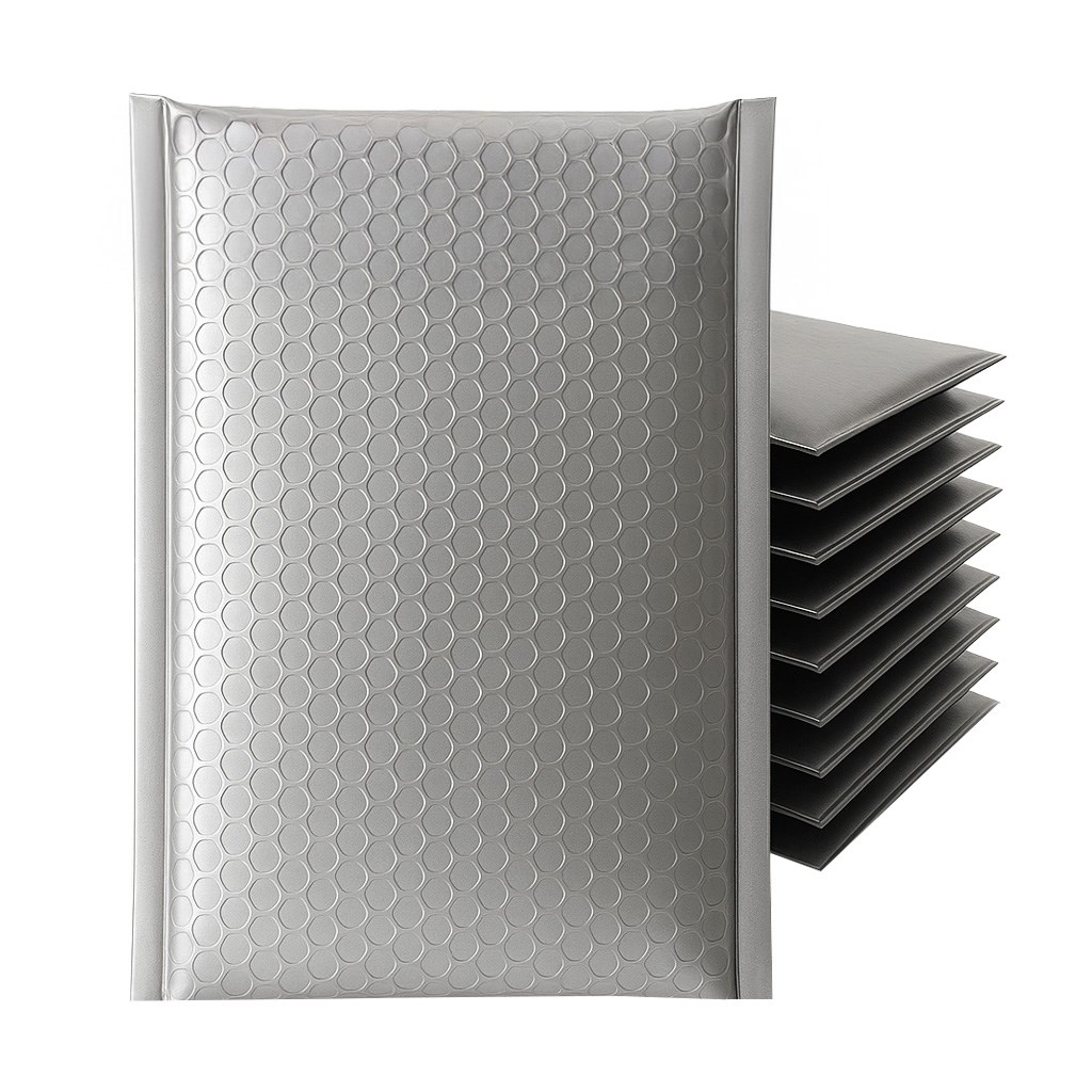 Koperty bąbelkowe metaliczne srebrne 320x450 mm 50 szt. do wysyłki