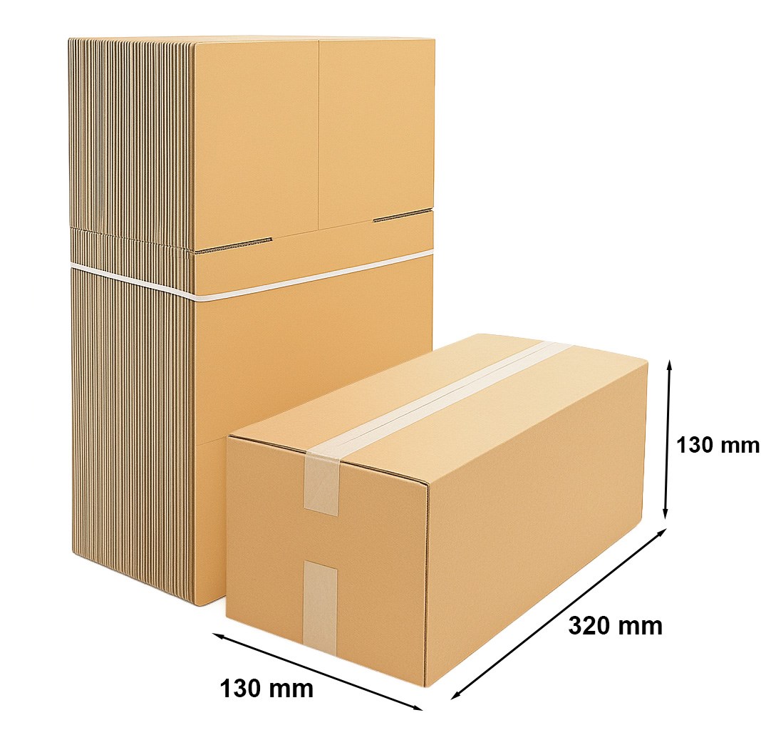 Pakiet 50 szt. Kartony klapowe 320x130x130 mm brązowe do wysyłki