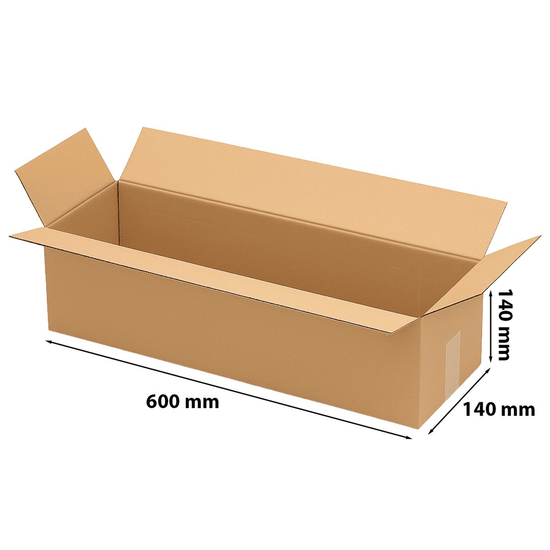 Opakowanie kartonowe klapowe 600x140x140 mm brązowe 3-warstwowe