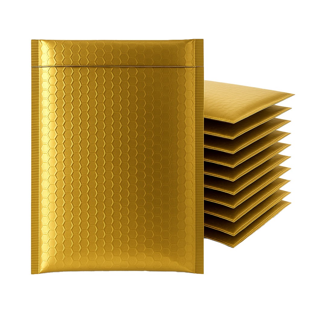 Koperty bąbelkowe C13 metaliczne złote 150x215 mm 100 sztuk