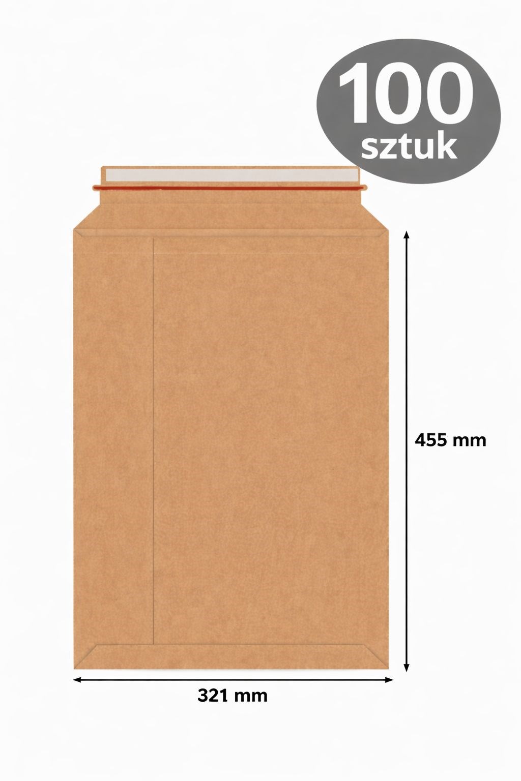 Koperta kartonowa A3 321x455mm brązowa twarda z paskiem 100 sztuk