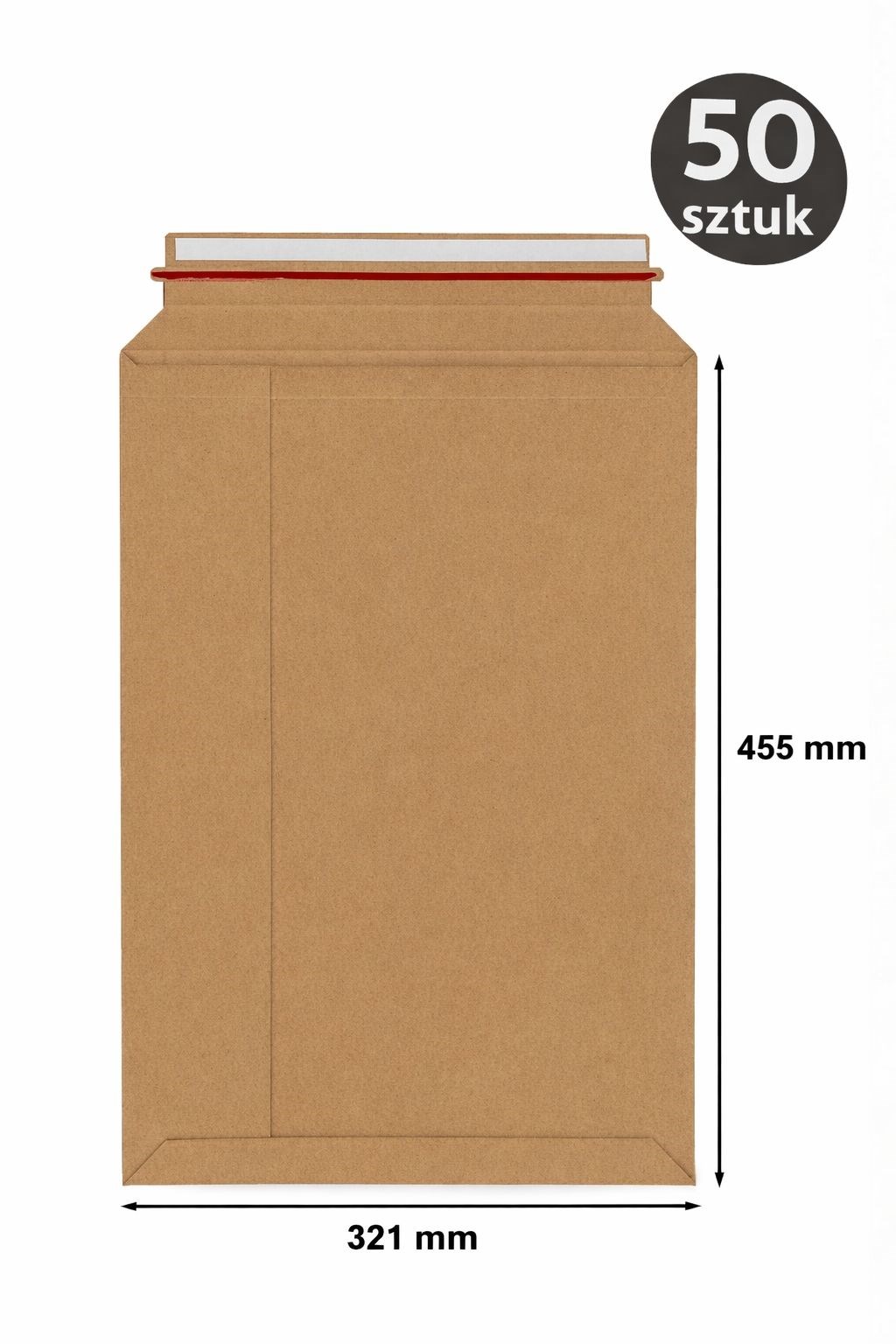 Koperta kartonowa A3 321x455mm brązowa twarda z paskiem 50 sztuk