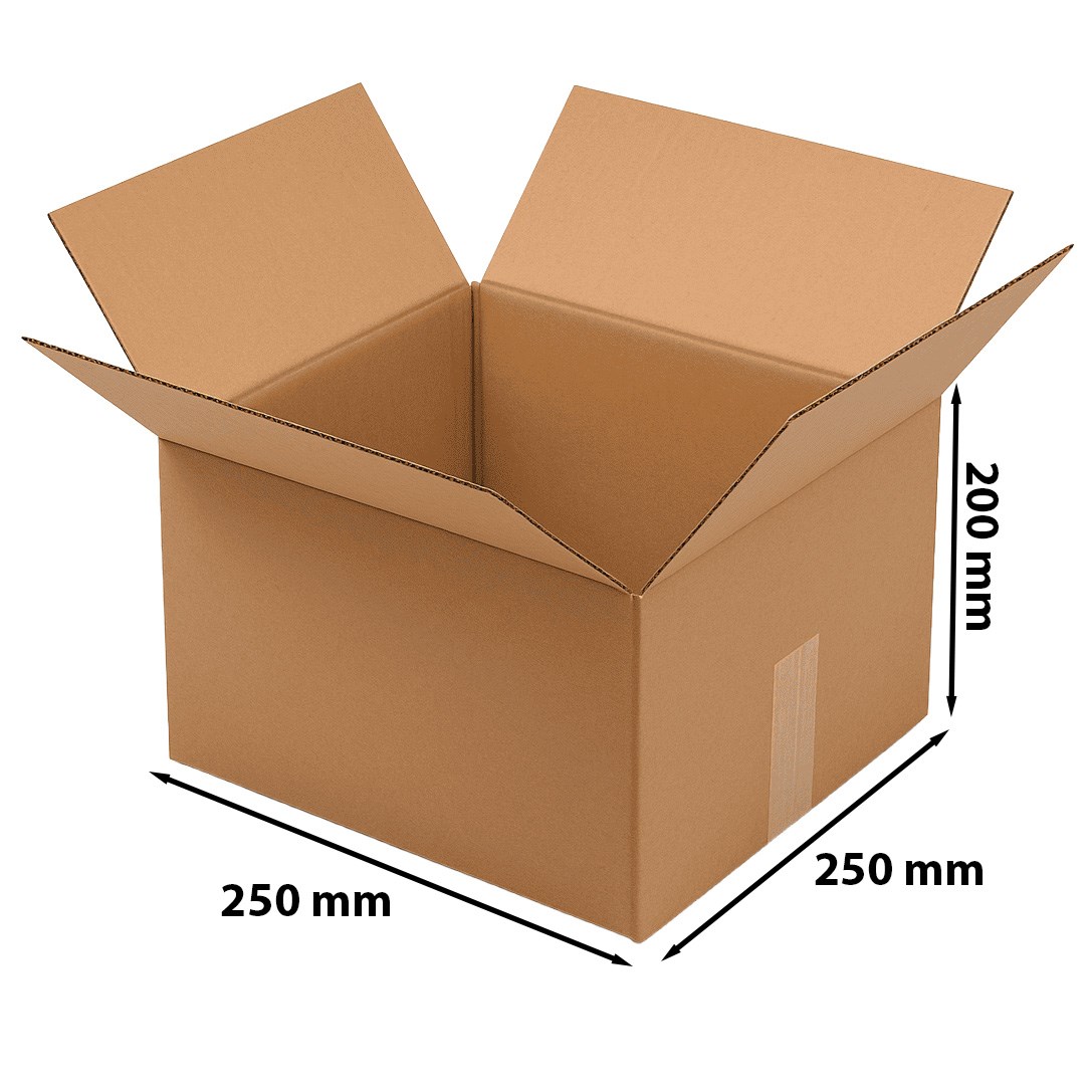 Karton klapowy kwadratowy, pudełko 3-warstwowe 250x250x200mm B360