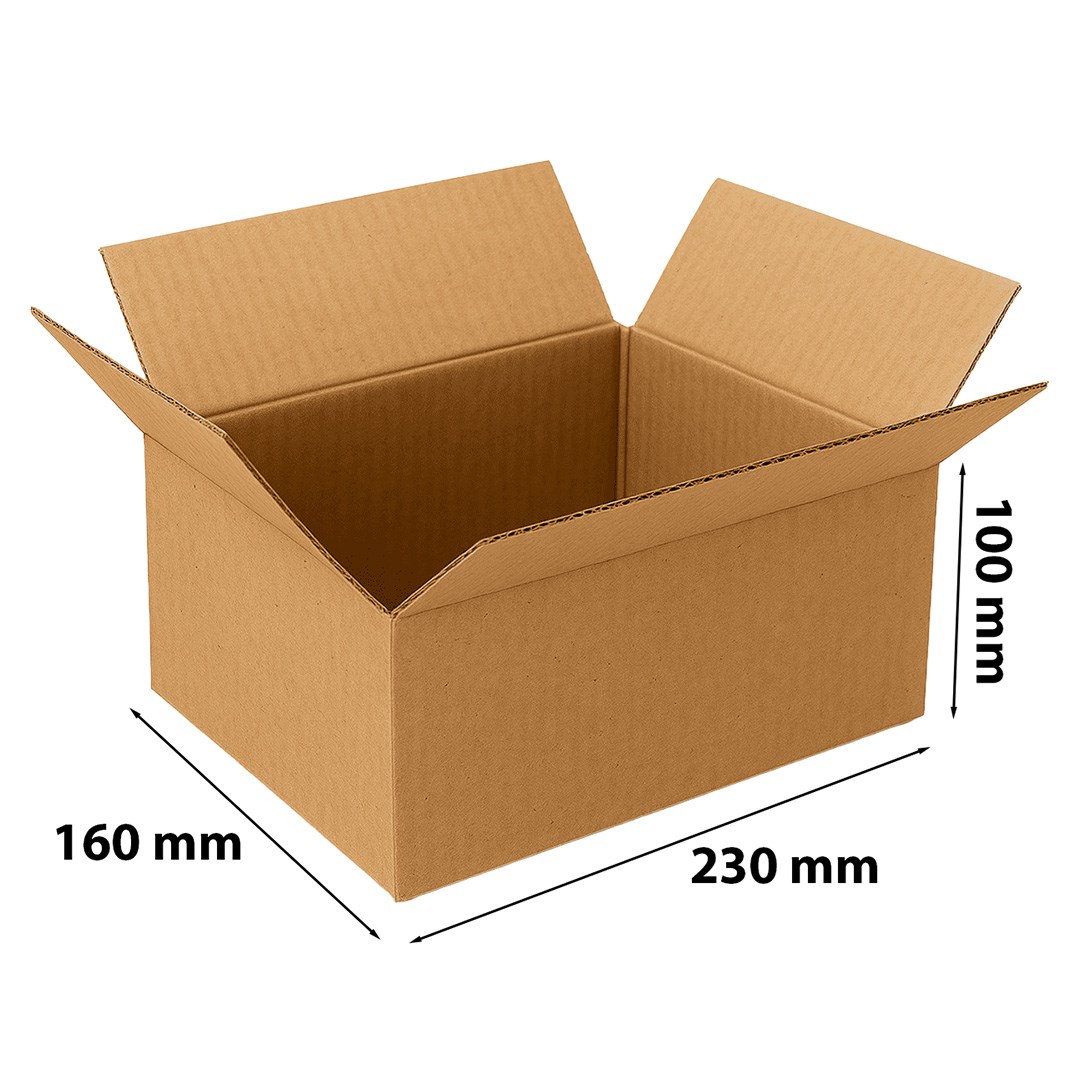 Karton klapowy 230x160x100 mm A5, pudełko kartonowe z tektury brązowej