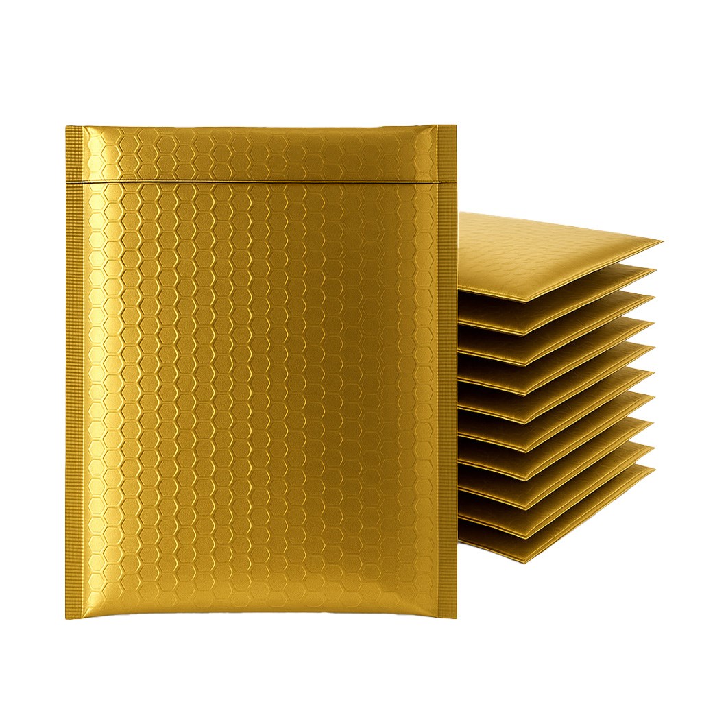 Koperty bąbelkowe metaliczne E15 220x265 mm złote, opakowanie 100 szt.