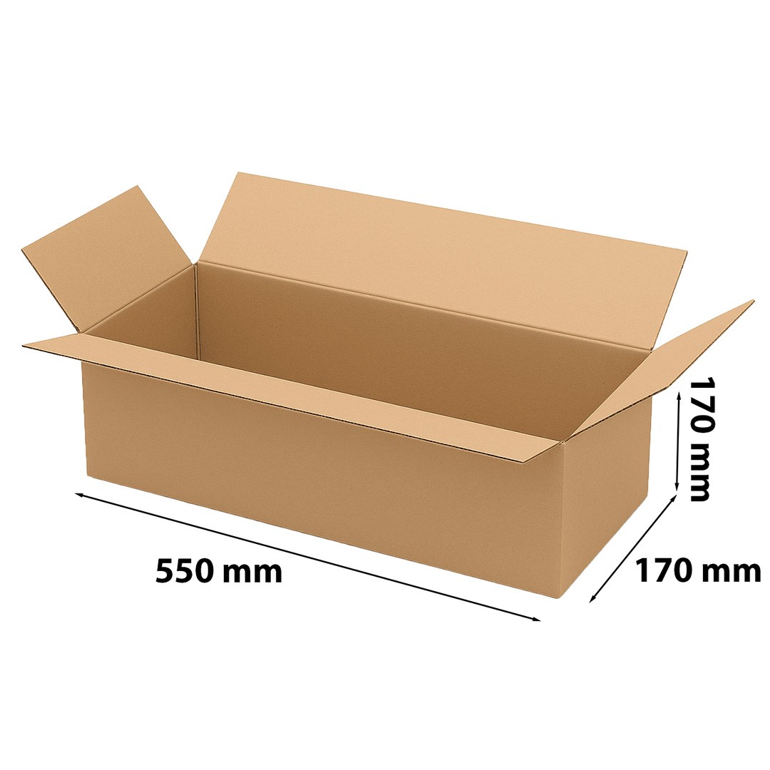 Karton klapowy 550x170x170 mm, pudełko kartonowe brązowe 3-warstwowe