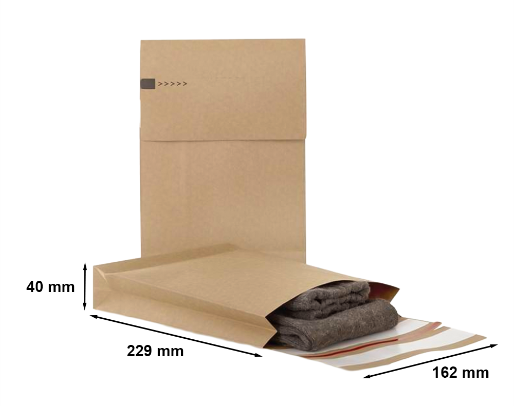 Koperta kurierska e-Green kraft brązowa 162x229x40+100 mm, 250 szt.