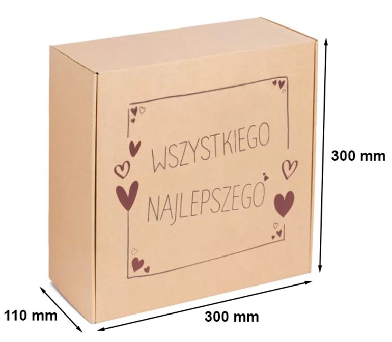 Karton wykrojnikowy ŻYCZENIA 300x300x110 mm pudełko fasonowe