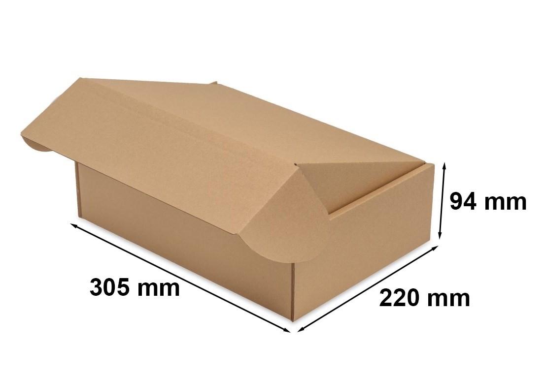 Pudełko fasonowe brązowe karton wykrojnikowy F427 A4 305x220x94 mm