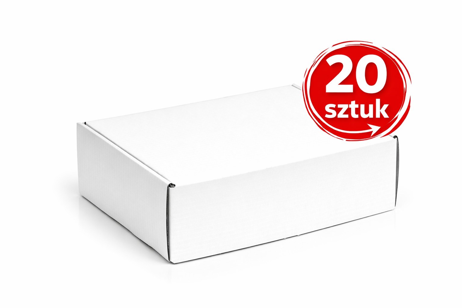 Karton Wykrojnikowy 330x250x100mm Biały Pudełko Wysyłkowe 20 Sztuk
