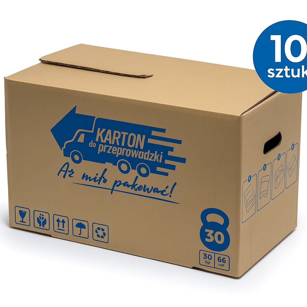Mocny karton przeprowadzkowy 550x300x320mm z uchwytem 5 warstw 10 szt.