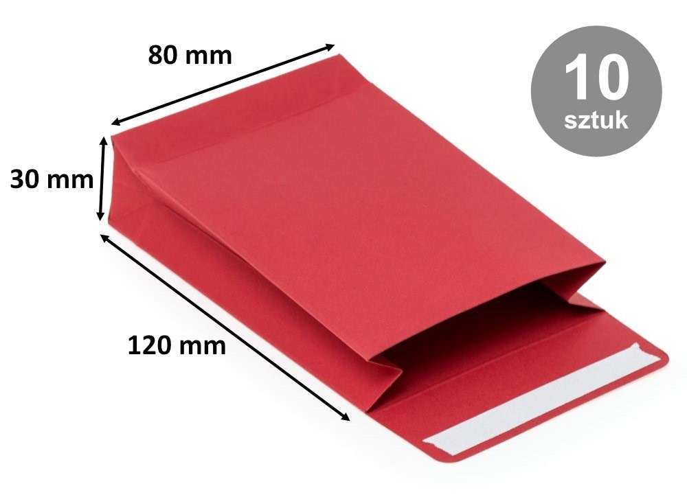 Koperta kartonowa ozdobna C7 80x120x30 mm czerwona 220 g 10 szt.